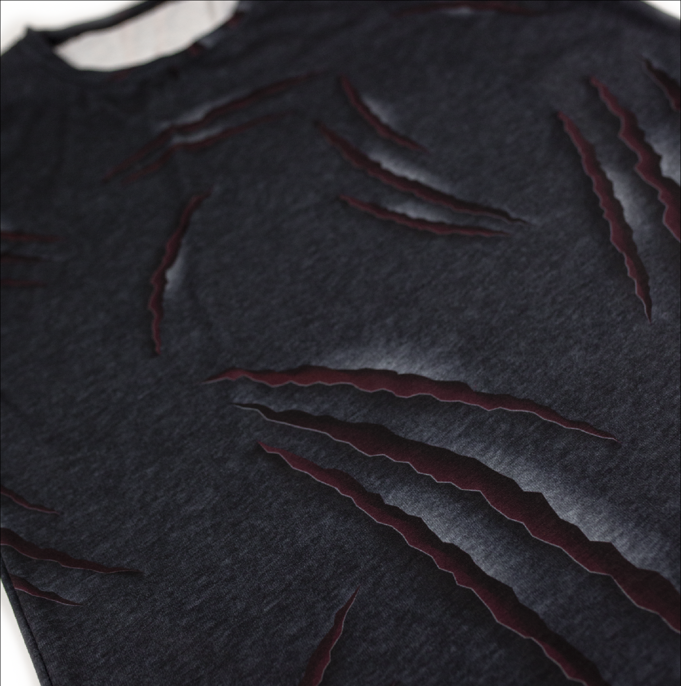 KING TIGER || CLAW RIP TEE IN CHARCOAL